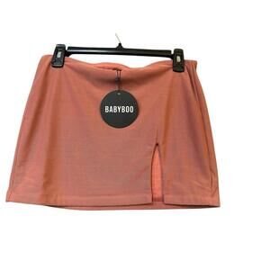 Babyboo NWT Alina Mini Skirt Rose Pink Size S Jersey Low Waist Slit Cocktail